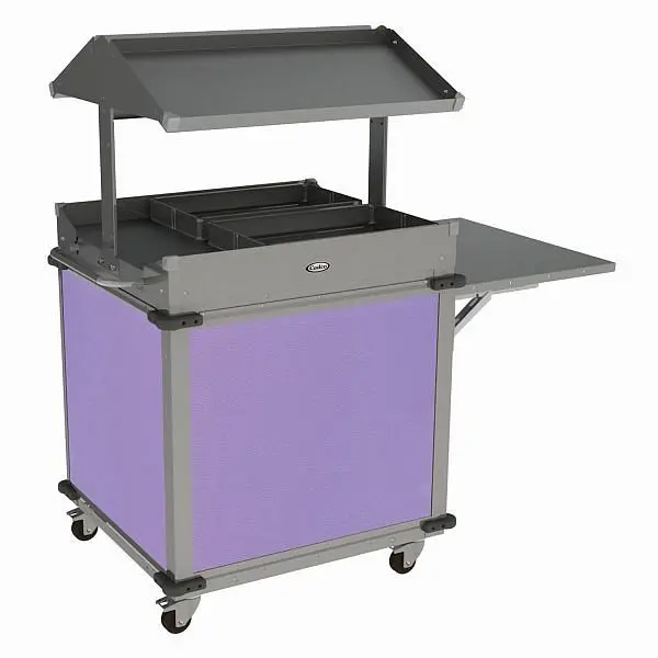 Cadco MobileServ 2 Bay Quality Grab & Go Cart, Stainless / Purple Laminate Panels, CBC-GG-B2-L7