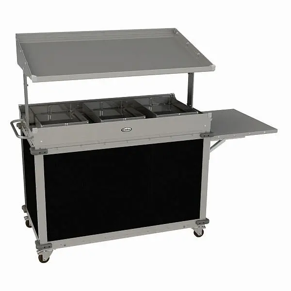 Cadco MobileServ 3 Bay Quality Grab & Go Cart, Stainless / Black Laminate Panels, CBC-GG-B3-L6