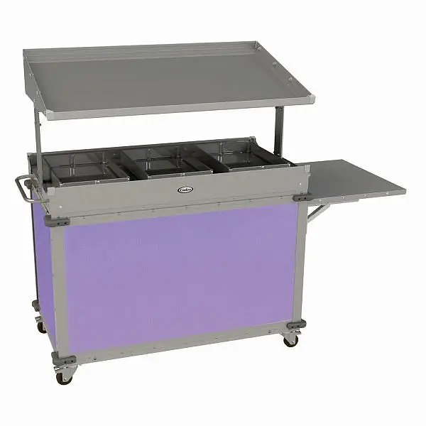 Cadco MobileServ 3 Bay Quality Grab & Go Cart, Stainless / Lavender Laminate Panels, CBC-GG-B3-L7