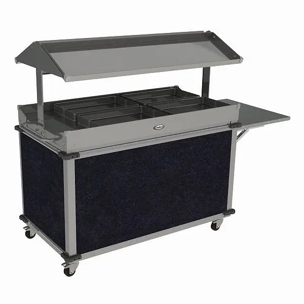 Cadco MobileServ 4 Bay Quality Grab & Go Cart, Oil Stainless / Navy Laminate Panels, CBC-GG-B4-L4