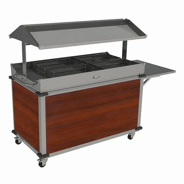 Cadco MobileServ 4 Bay Quality Grab & Go Cart, Stainless / Cherry Laminate Panels, CBC-GG-B4-L5