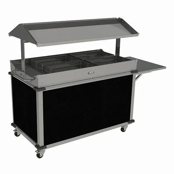 Cadco MobileServ 4 Bay Quality Grab & Go Cart, Stainless / Onyx Laminate Panels, CBC-GG-B4-L6