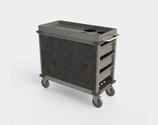 Cadco MobileServ Beverage Cart, 4 Air Pot Wells, Grey Laminate Panels, BC-2-L3