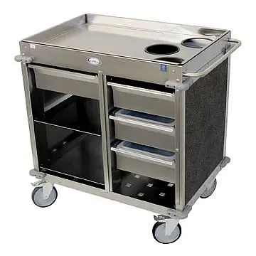 Cadco MobileServ Beverage Cart, 3 Air Pot Wells, Grey Laminate Panels, BC-4-L3