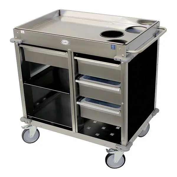 Cadco MobileServ Beverage Cart, 3 Air Pot Wells, Black Laminate Panels, BC-4-L6