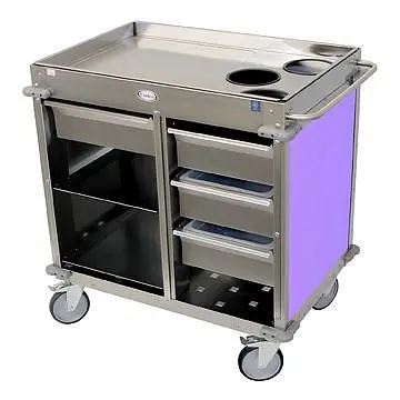 Cadco MobileServ Beverage Cart, 3 Air Pot Wells, Purple Laminate Panels, BC-4-L7