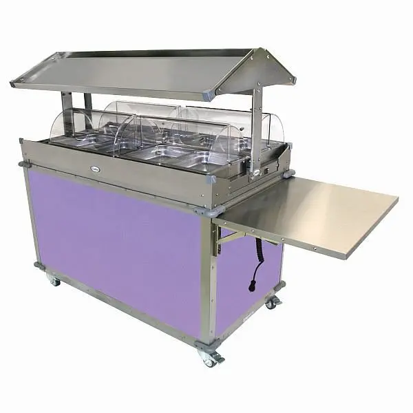 Cadco Original MobileServ 4 Bay Deluxe Grab & Go Cart, Stainless / Violet Laminate Panels, CBC-GG-4-L7