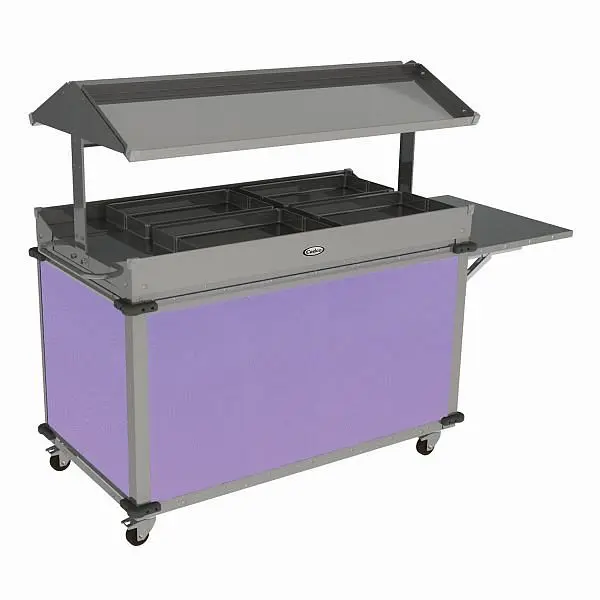 Cadco Original MobileServ 4 Bay Quality Grab & Go Cart, Stainless / Purple Laminate Panels, CBC-GG-B4-L7