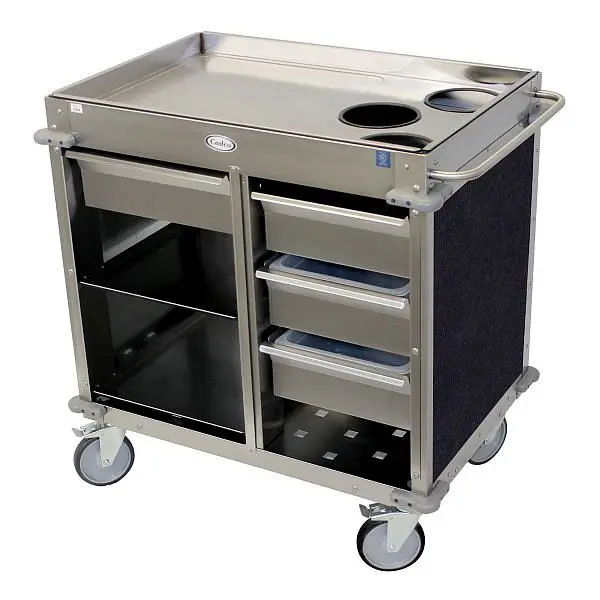 Cadco Oversized MobileServ Beverage Cart, 3 Air Pot Wells, Navy Laminate Panels, BC-4-L4
