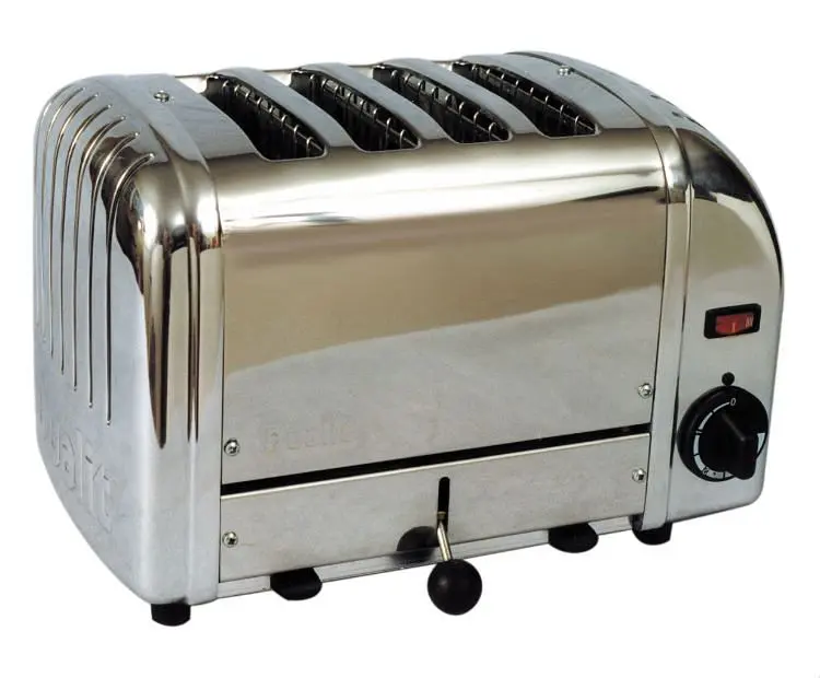 Cadco Quality 4-Slot Toaster, Manual Eject, Stainless Tool Steel, CTS-4(220)