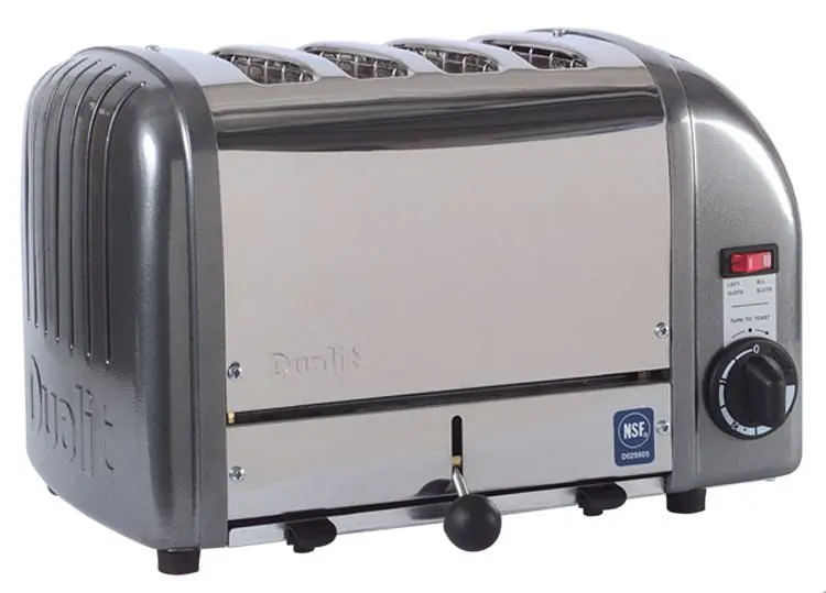 Cadco Quality 4-Slot Toaster, Manual Eject, 220V, Metallic Grey, CTW-4M(220)