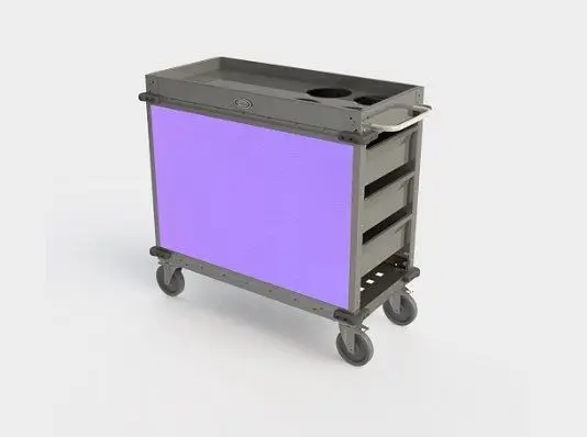 Cadco Quick-Connect MobileServ Beverage Cart, 4 Air Pot Wells, Violet Laminate Panels, BC-2-L7