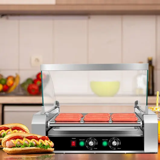 Costway Stainless Mild Steel Commercial 11 Roller Grill and 30 Hot Dog Cooker Machine, EP19236