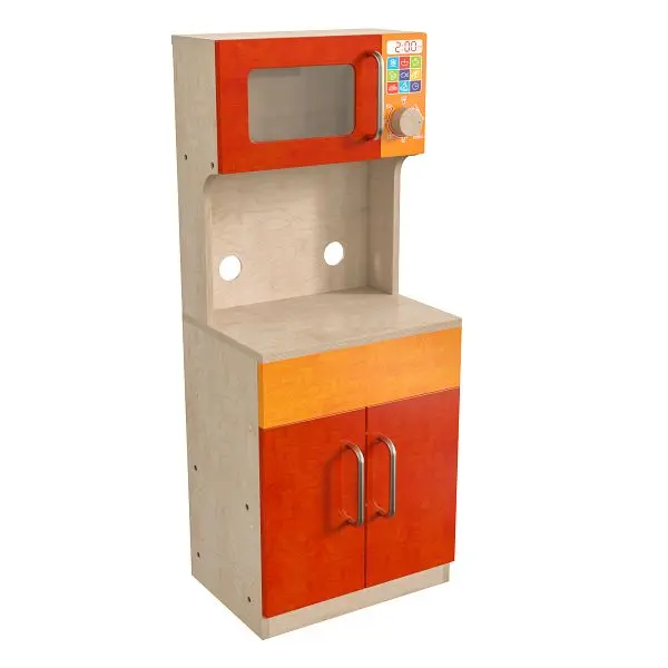 Flash Furniture Bright Beginnings Commercial Grade Emeraldguard Certified Wooden Children's Kitchen Cabinet Microwav...