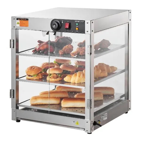 VEVOR 3-Tier Commercial Food Warmer Presentation Countertop Pizza Cabinet Light, 800W, TYZSJ3C20YCW9N7J3V1
