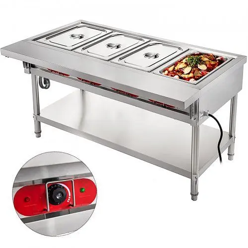 VEVOR 4-well Bain-marie Buffet Sgrouper Food Warmer Sgroup Table 2000w Buffet Commercial, CJRT4G2000W000001V1