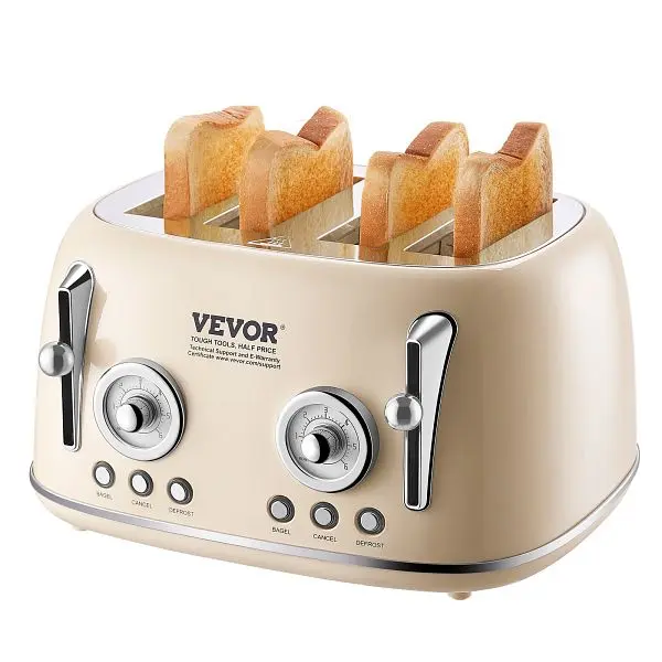 VEVOR Brushed Stainless Carbon Steel Toaster, 4 Slice, JYDSLFGKDCK4P1LHZV1