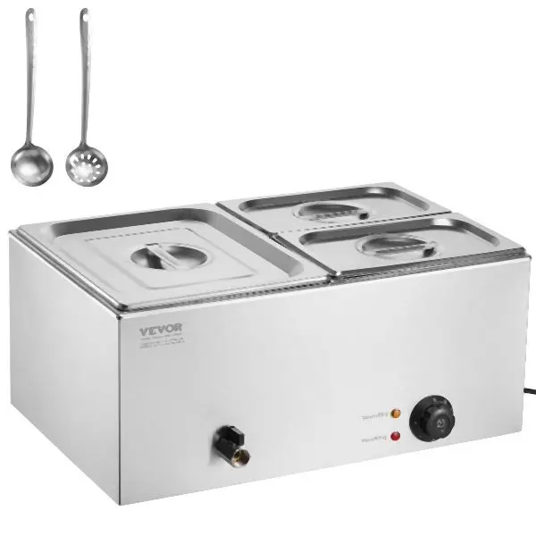 VEVOR Commercial Electric Food Warmer 3-Pan Countertop Buffet 17QT Bain Marie, SYSPBWQPTK11ZOOJ0V1