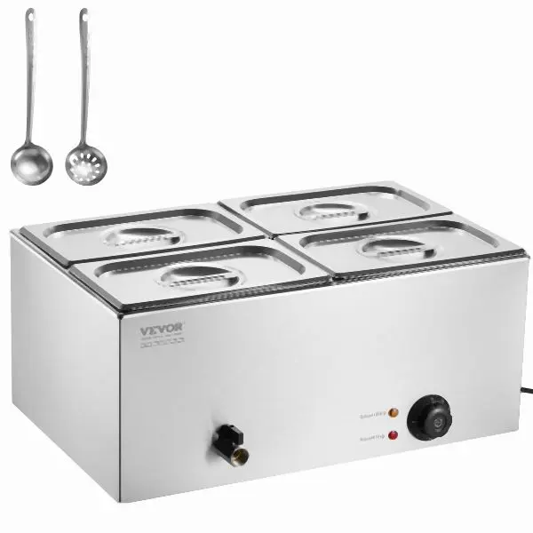 VEVOR Commercial Electric Food Warmer 4-Pan Countertop Buffet 15.9QT Bain Marie, SYSPBWQPTK41MK1TQV1