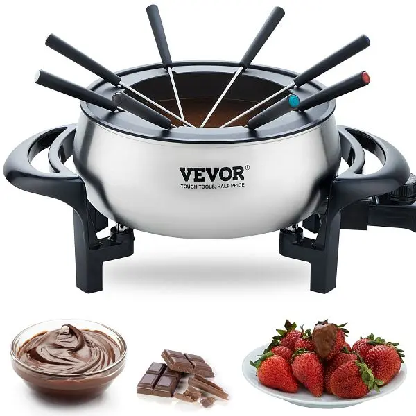 VEVOR Electric Fondue Pot Set Cheese & Chocolate, 3 Quart Chocolate Melting Warmer, QKLRHG31000W1WNMRV1