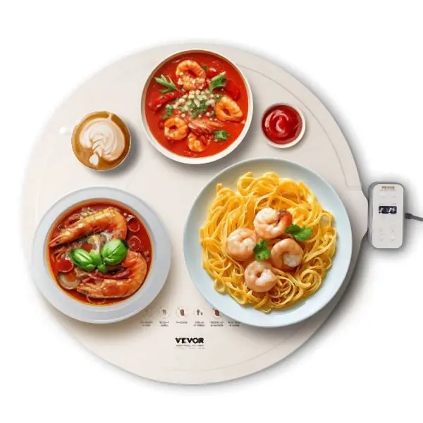 VEVOR Electric Warming Round Tray Spoolable Food Warming Mat Temp Regulation Buffet, DZKJRGBZN6005IIMBV1