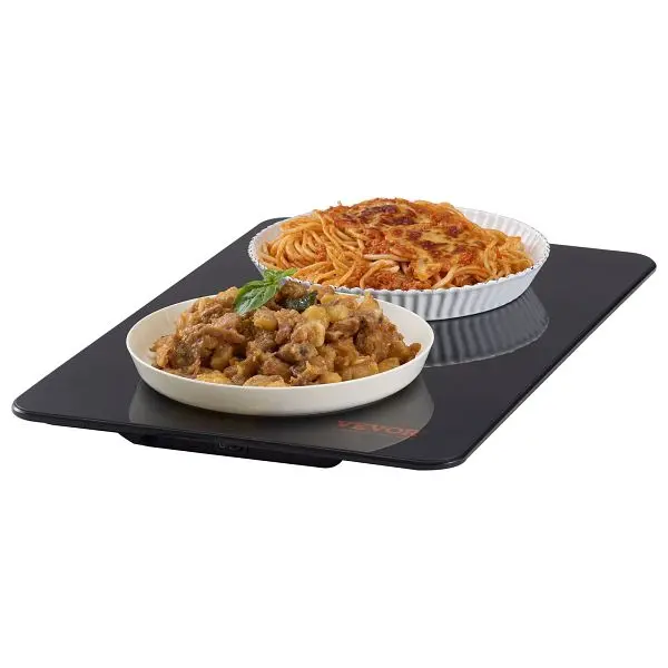 VEVOR Electric Warming Tray, 16.5" x 11" Travel-friendly Tempered Glass Heating Tray Temperature Regulation (65-...