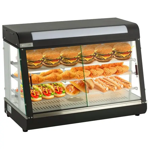 VEVOR Extended-Life 3-Tier Commercial Food Warmer Countertop, Thickness Glass 5 mm, SPBWJCYTGPQGHGAZGV1