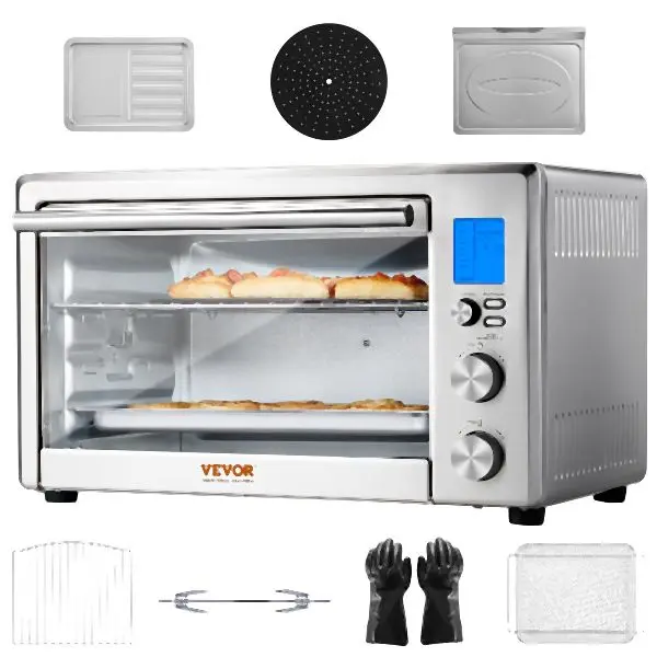 VEVOR Fluorescent 13--1 Air Fryer Toaster Oven 28L 1800W Convection Oven Home Use, KQZKX28L1800WSGCLV1