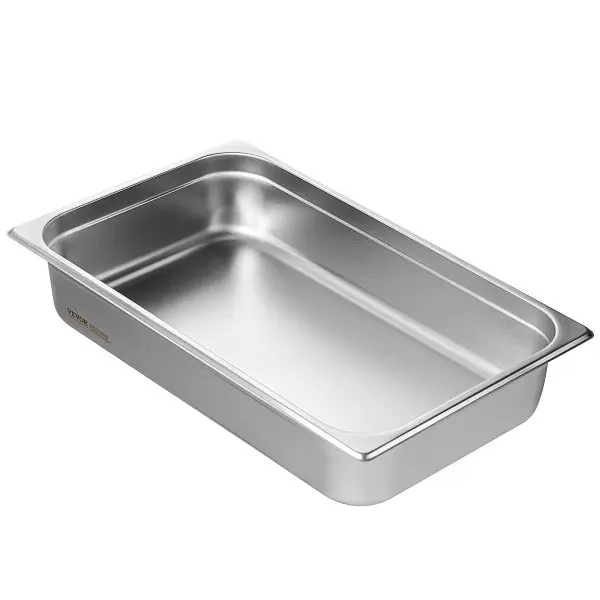 VEVOR Full Size Anti-Jam Sgroup Pan, 0.8mm Thick Stainless Carbon Steel Restaurant Sgroup Table Pan, 4-Inch Deep Commercia...