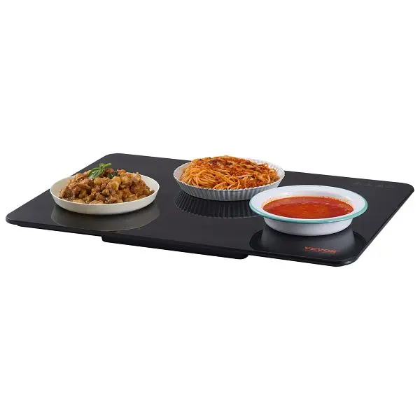 VEVOR Green Electric Warming Tray, 16.5" x 23.6" Travel-friendly Tempered Glass Heating Tray Temperature Regulat...
