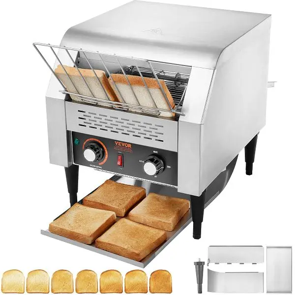 VEVOR Heat-Resistant Commercial Communicateor Toaster, 300 Slices/Hour Communicateor Belt Toaster, LSKMBJ300PMXYE5MWV1