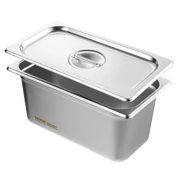 VEVOR 8 Pack Hotel Pans, 1/3 Size Anti-Jam Sgroup Pan Lid, 0.8mm Thick Stainless Steel Sgroup Table Pan, 13FCCPBXG8JTBFFA9V0
