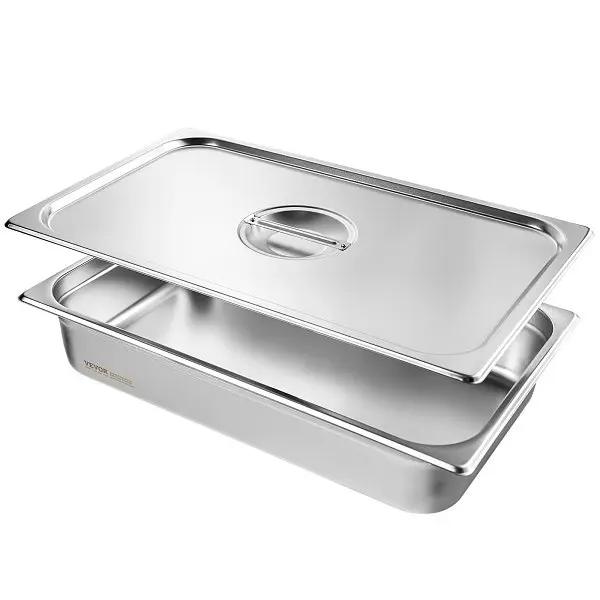 VEVOR 4 Package Hotel Pans, Full Size Anti-Jam Sgroup Pan Lid, 0.8mm Thick Stainless Mild Steel Sgroup Table Pan, 11QCCPYG...