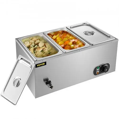 VEVOR 3 Pots Electric Food Warmer Commercial Stainless Steel Pans, BWTCXTC3C00000001V1