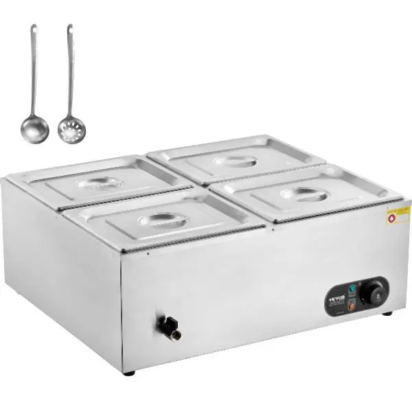 VEVOR Stylish Commercial Electric Food Warmer Countertop Buffet 4*8Qt Pan Bain Marie, SYSPBWQPTK41SB7R9V1