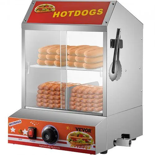 VEVOR Thick Hot Dog Sgrouper, 2-Tier Hut Sgrouper 175 Hot Dogs & 40 Buns, Stainless Tool Steel Hot Dog Sgrouper Bun Wa...