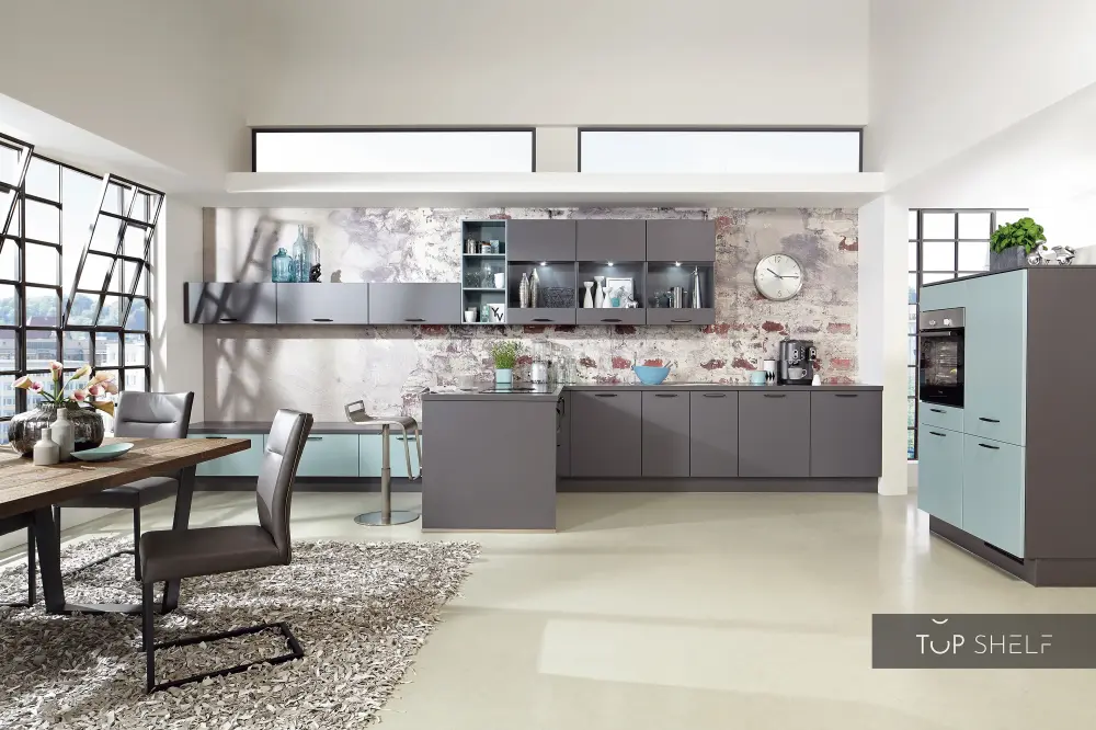 nobilia kitchen kitchen island Touch 334 Slate gray super flat 600 + 120 cm configurable -