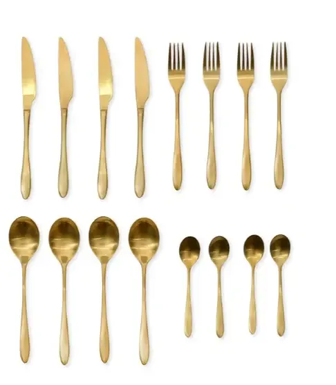 Brass Finish Stainless Steel 16 Piece Cutlery Set