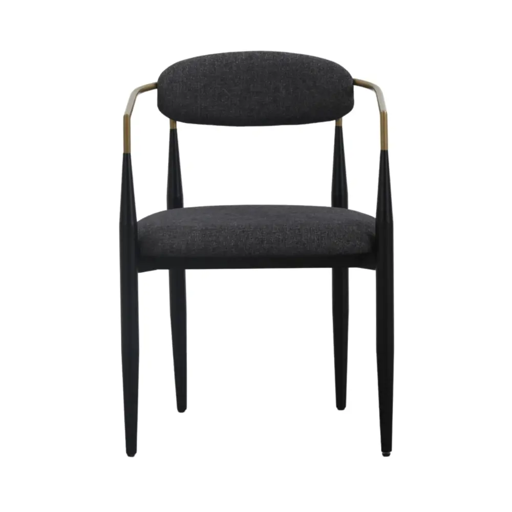 Modrest Buchtel - Mid-Century Modern Dark Grey + Gold Arm + Ebony Dining Chair