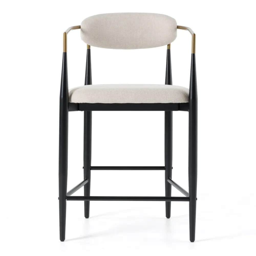 Modrest Buchtel - Mid-Century Modern Light Grey + Gold Arm + Onyx Counter Chair
