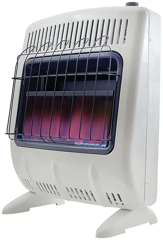 Mr. Heater F299730 Vent-Free Navy Flame Gas Heater, 20 lb Fuel Tank, Propane, 30000 Btu, 750 sq-ft Heating Area