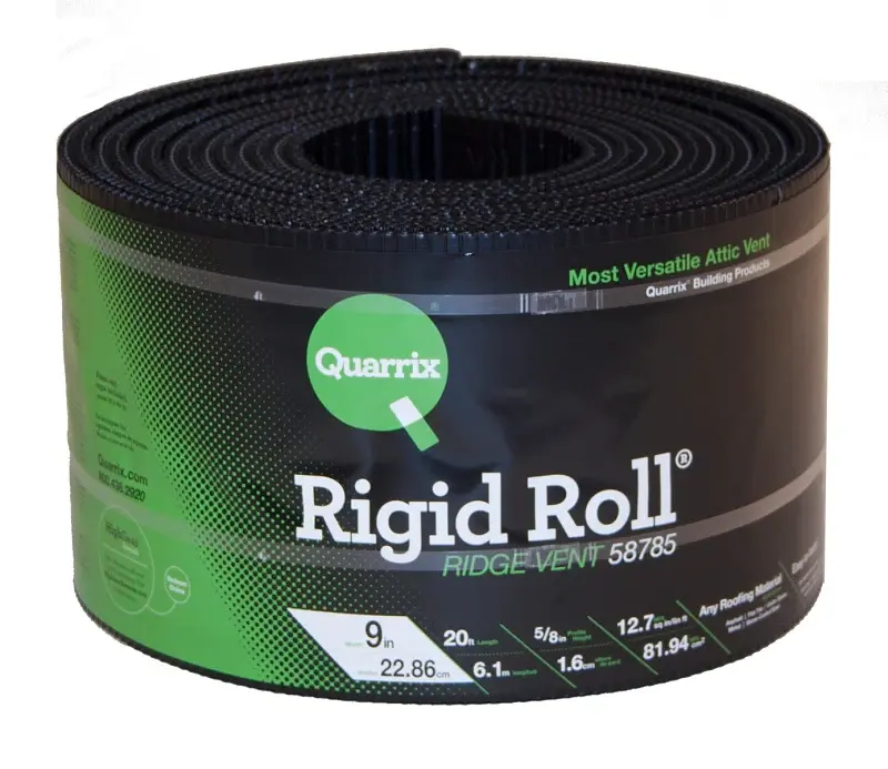 Quarrix 58785 Ridge Vent, 20 ft L, 9 W, HDPE, Jet-black