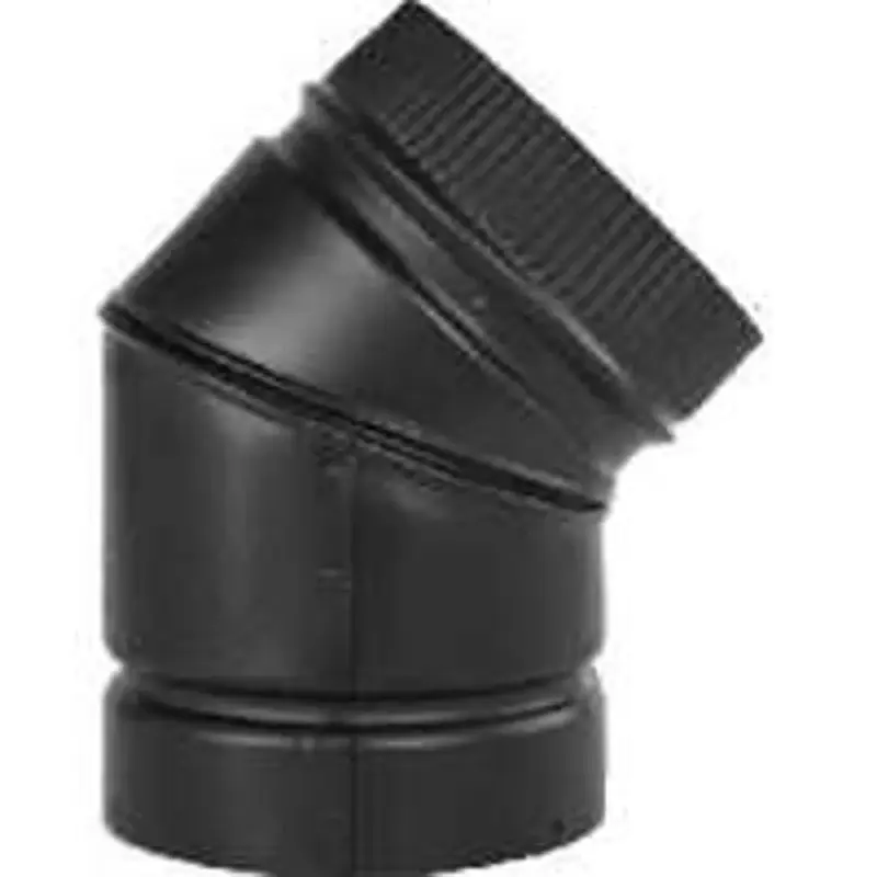 Selkirk DSP6E4-1 Stove Pipe Elbow, 45 deg Angle, 6 , 28, 26 ga, Stainless Steel, Jet-black
