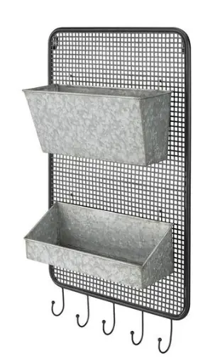 StyleWell Black and Galvanized Alloy Wall Organizer 5 Hooks