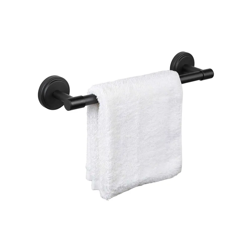 Wall-Mounted Low-sheen Black Towel Holder, 12"
