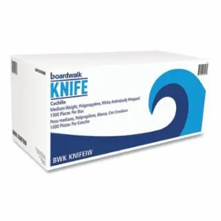 BOARDWALK Mediumweight Wrapped Polypropylene Cutlery, Knife, Pure White, BWKKNIFEIW