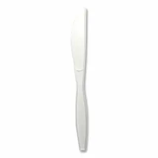 BOARDWALK Robust Mediumweight Polypropylene Cutlery, Knife, White, 1 piece per pack, BWKKNIFEMWPP