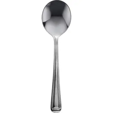International Tableware Rio Grande 18/0 Wood Stainless Bouillon Spoon 6", Polished Silver, Quantity: 12 pieces, RG-113