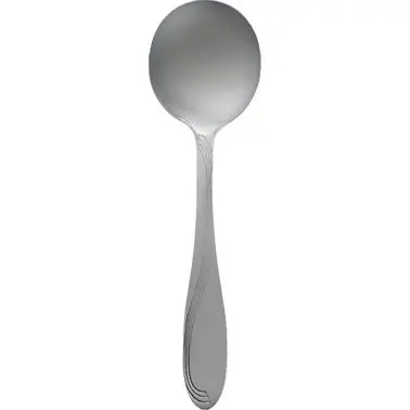 International Tableware Wave 18/0 Stainless Bouillon Spoon 5-7/8", Polished Silver, Quantity: 12 pieces, WAV-113