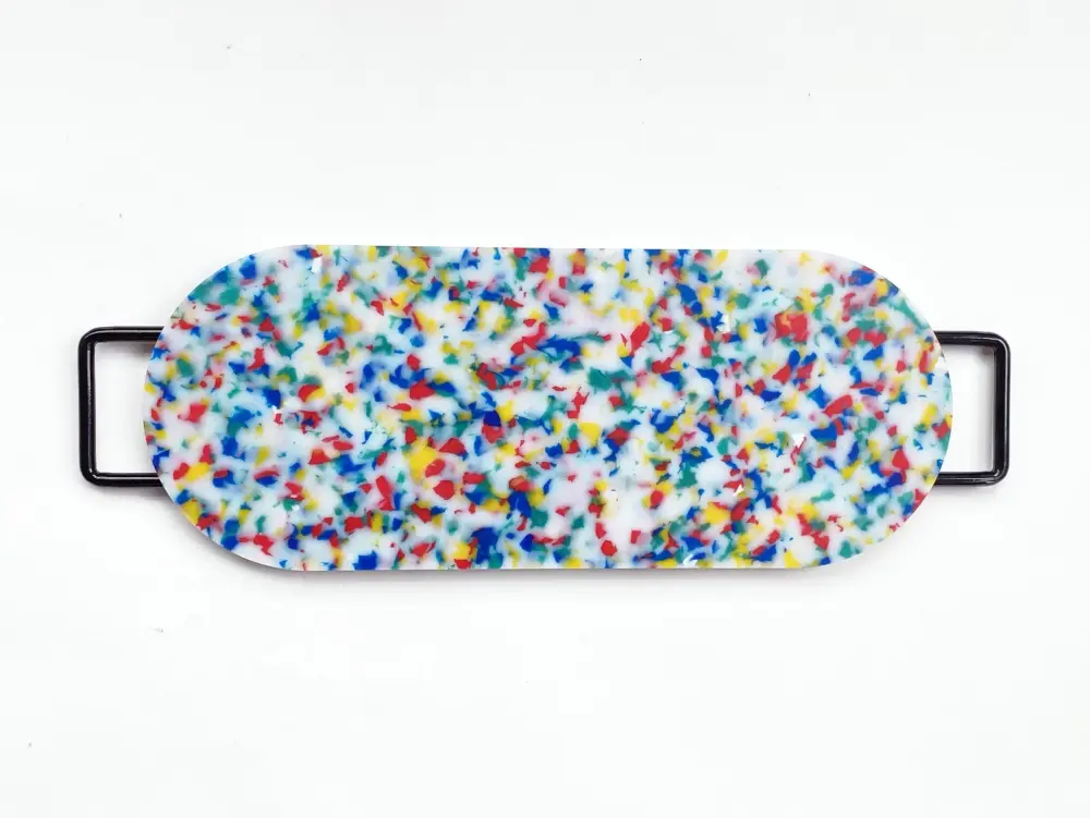 Garlic Press Oval Multi/Confetti Cutting Board